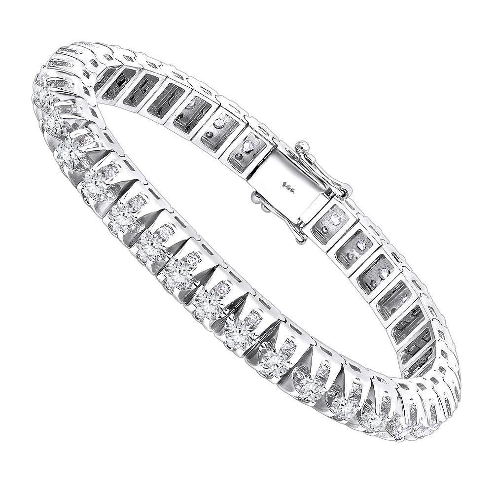 12 Carats Round Cut Real Diamonds Men's Tennis Bracelet WG 14K