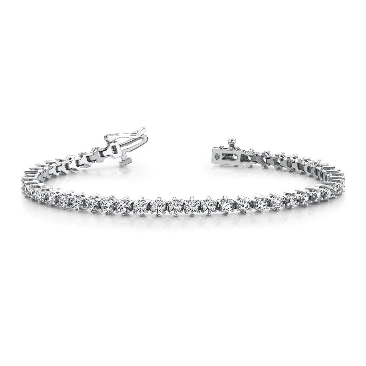 12 Ct Brilliant Real Diamonds Prong Set Tennis Bracelet White Gold 14K