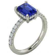 12 Ct Hidden Halo Tanzanite With Natural Earth Mined Diamonds Wedding Ring White Gold