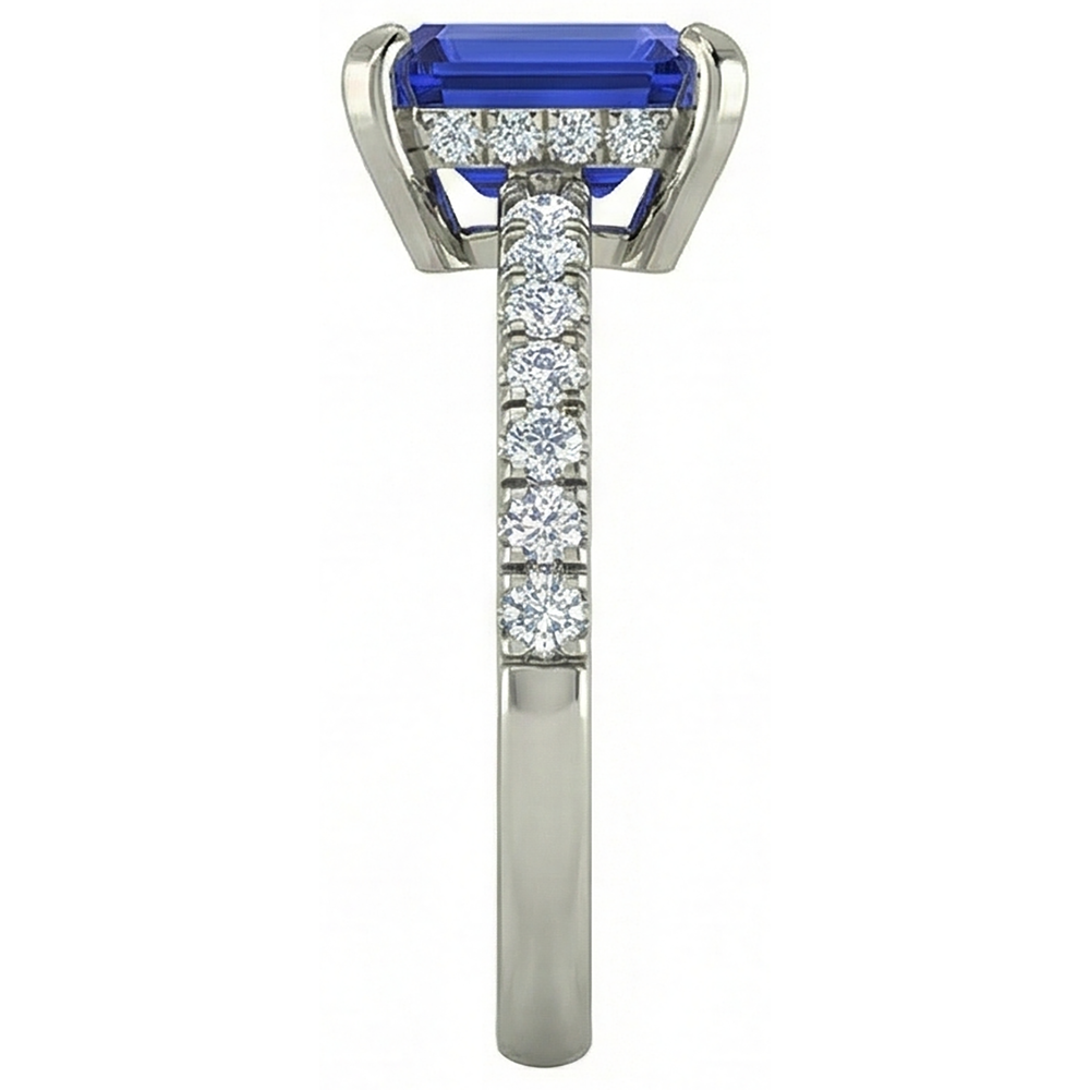 12 Ct Hidden Halo Tanzanite With Natural Earth Mined Diamonds Wedding Ring White Gold