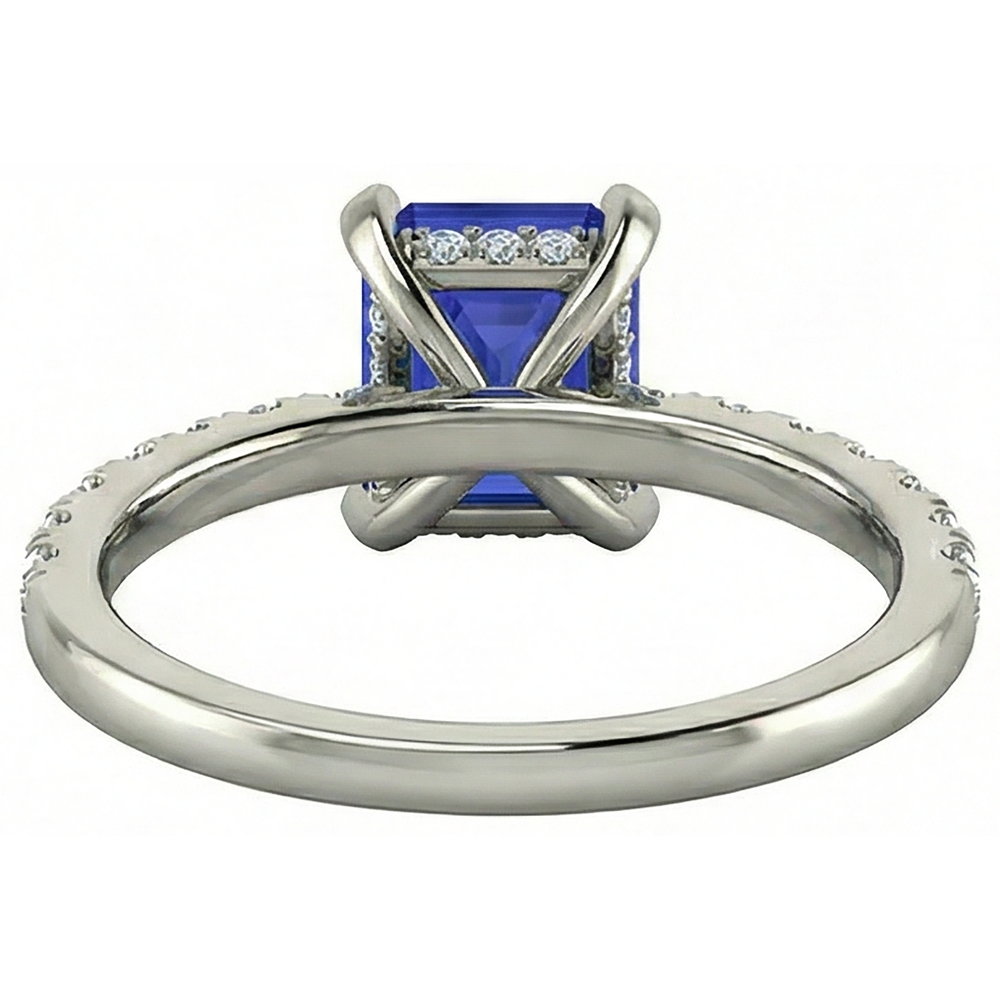 12 Ct Hidden Halo Tanzanite With Natural Earth Mined Diamonds Wedding Ring White Gold