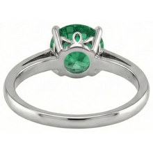 12 Ct Round Cut Green Emerald Ring 14K White Gold