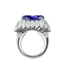 12.25 Ct Big Oval Tanzanite With Diamonds Wedding Ring White Gold