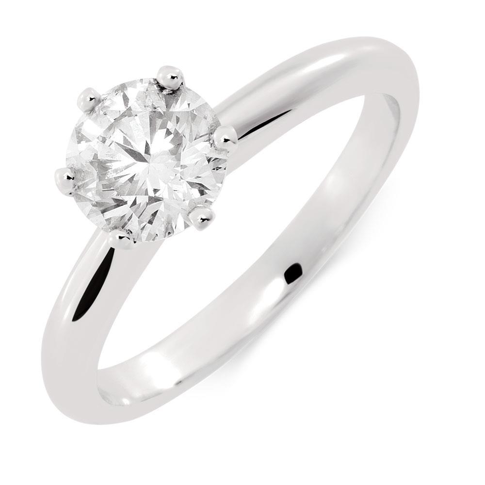 1.20 Ct Round Cut Solitaire Natural Earth Mined Diamond Wedding Ring White Gold 14K