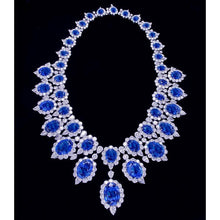 White Gold 291.17 Ct. Blue Sapphire & White IGI CERTIFIED Diamond Necklace Jewelry