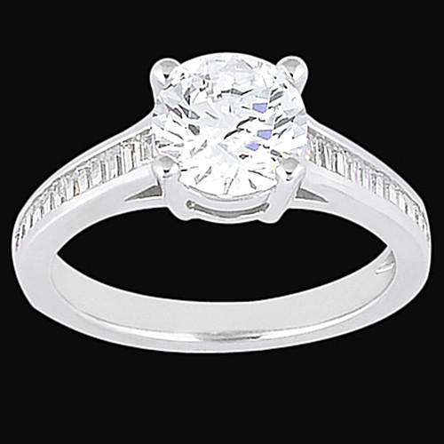 Channel Setting Natural Earth Mined Diamond 2.31 Carat Engagement Solitaire Ring