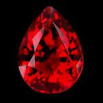 Pear Shape Pigeon Blood Ruby ring in Gold – front view
