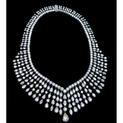 129.07 Carat Real Diamonds Bridal Jewelry Necklace Pendant Platinum