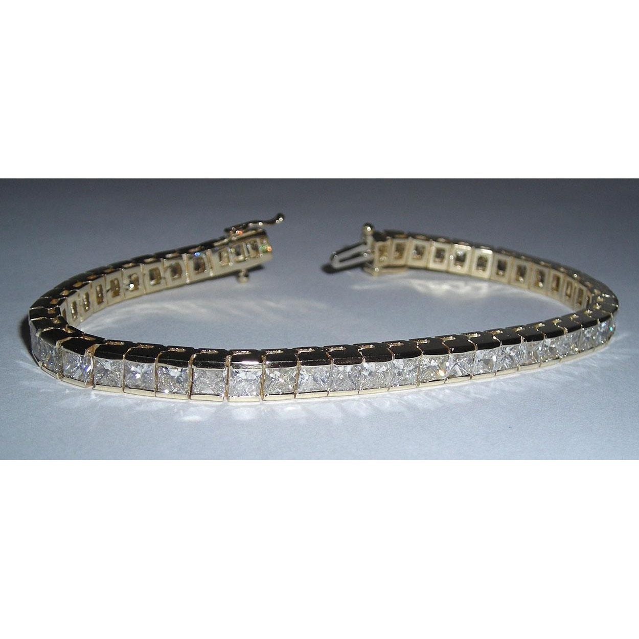 12.50 Carats Princess Cut Diamond Tennis Bracelet New