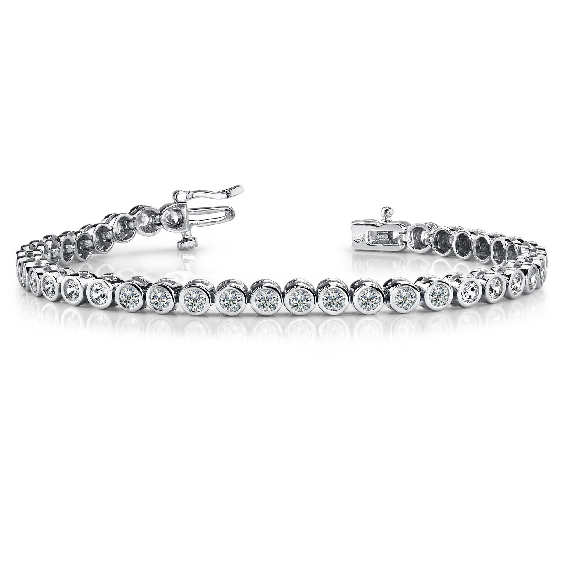 12.80 Ct Natural Round Shape Diamond Tennis Bracelet 14K White Gold