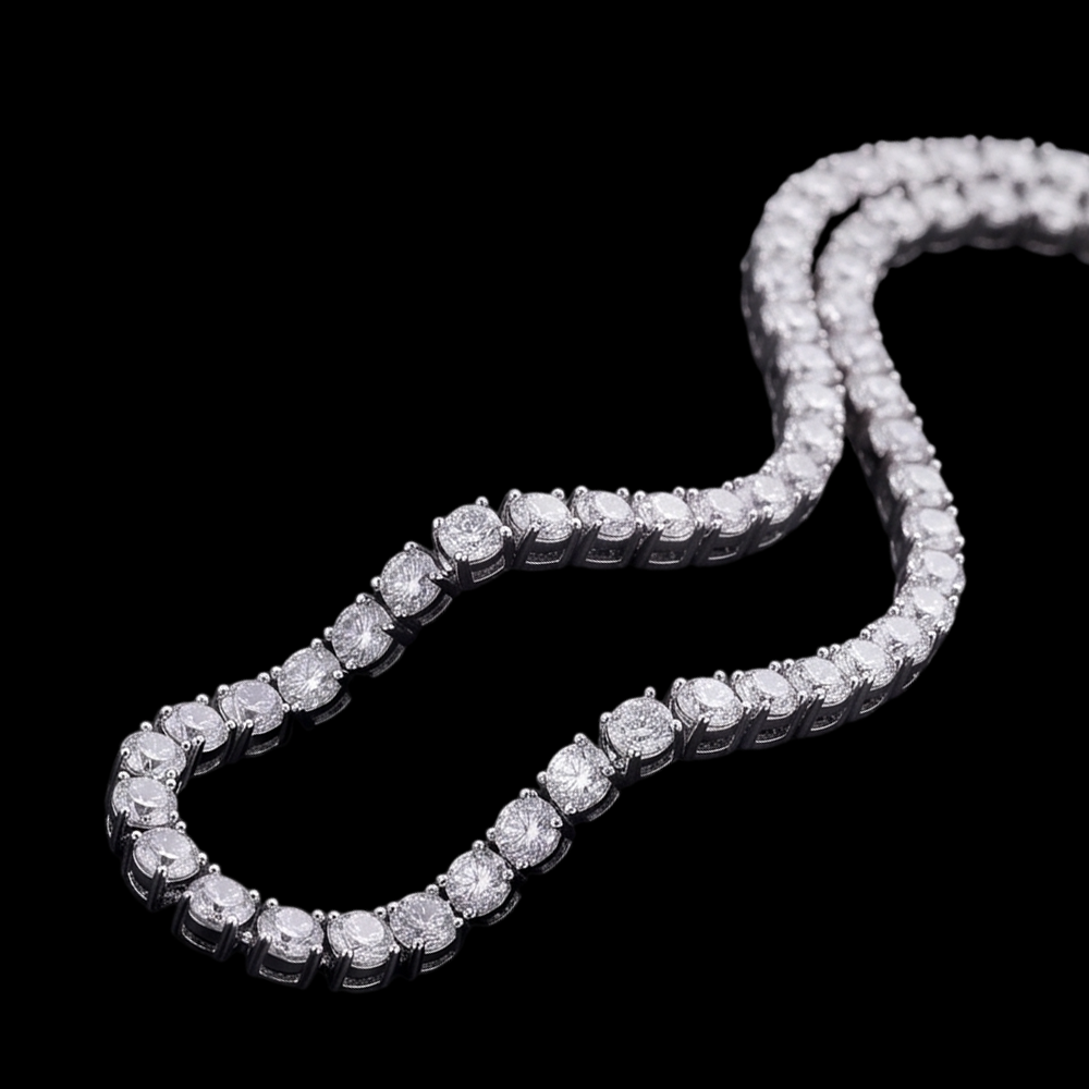 12 Carat Lab Grown Tennis Necklace 18 Inch Chain White Gold 14K