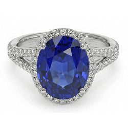 IGI CERTIFIED 12 Carat Oval Sapphire Halo Ring