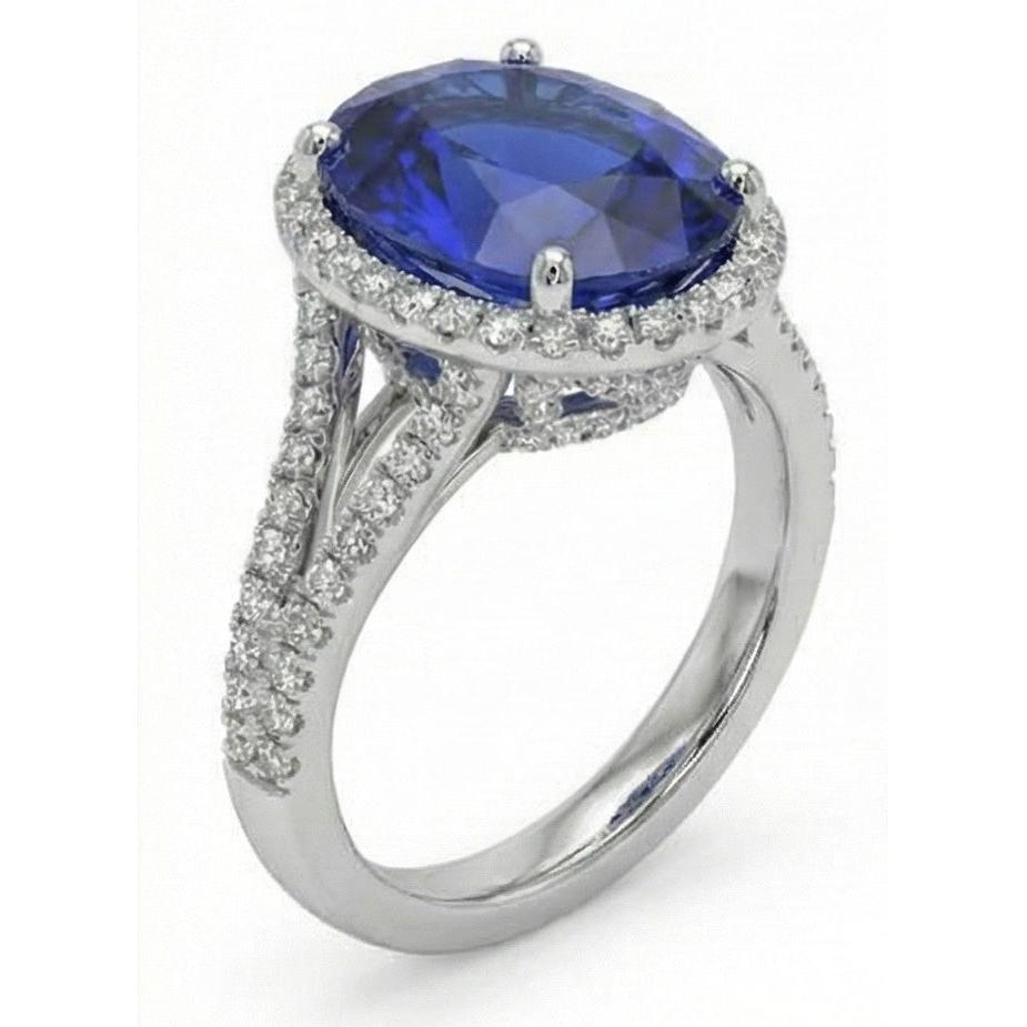 IGI CERTIFIED 12 Carat Oval Sapphire Halo Ring