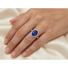 IGI CERTIFIED 12 Carat Oval Sapphire Halo Ring