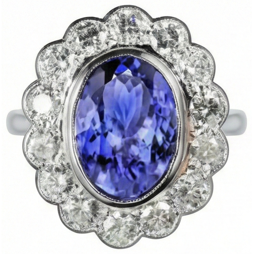 12ct Tanzanite Halo Cocktail Ring