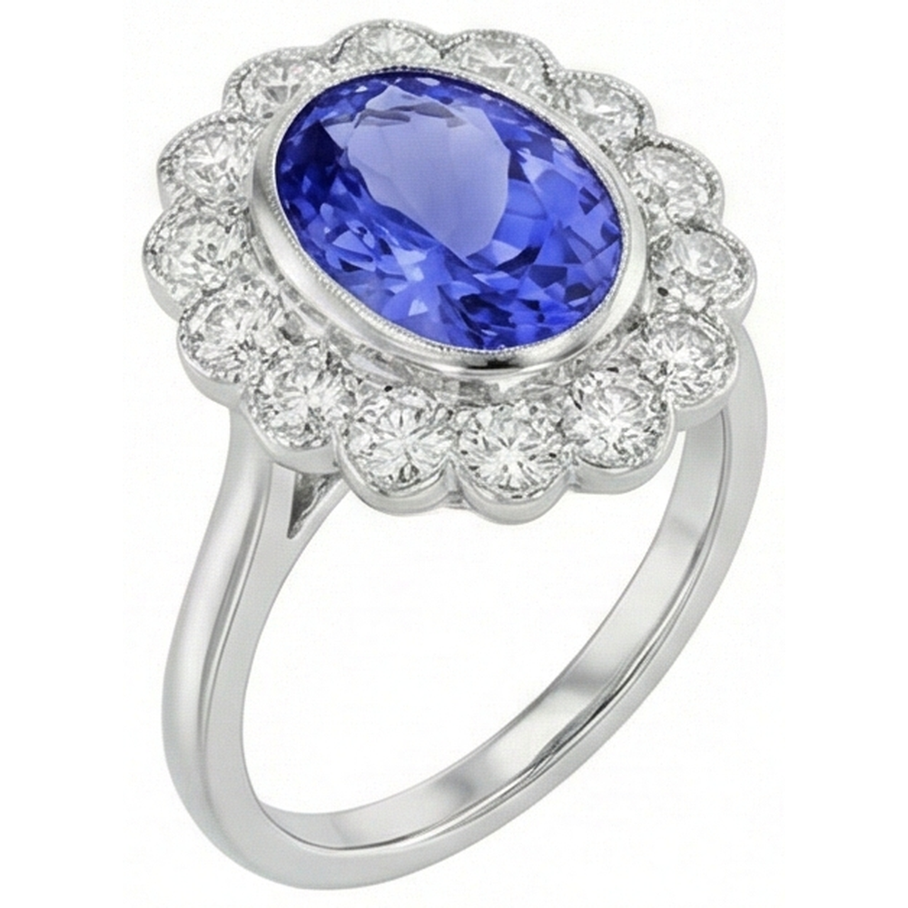 12ct Tanzanite Halo Cocktail Ring