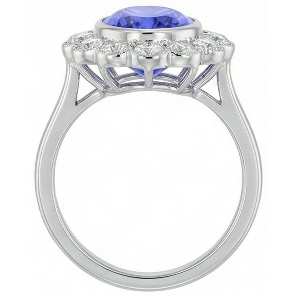 12ct Tanzanite Halo Cocktail Ring