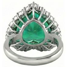 13 Carats Heart Shaped Green Emerald With Natural Earth Mined Diamond Wedding Ring 14K