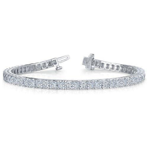 13 Carats Princess Cut Real Diamond Tennis Bracelet Solid White Gold 14K