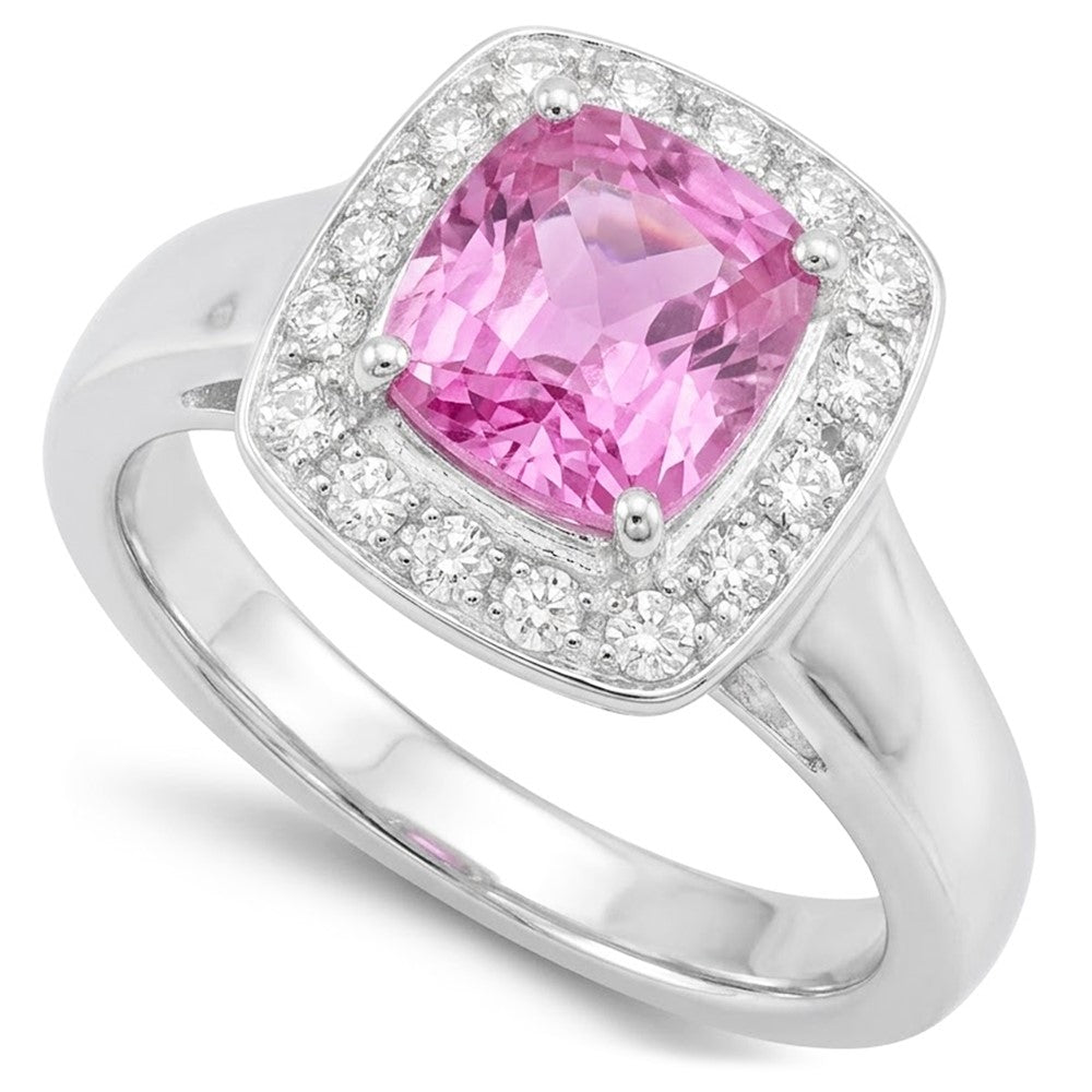 13 Ct Cushion Cut Kunzite And Natural Earth Mined Diamond Ring White Gold 14K