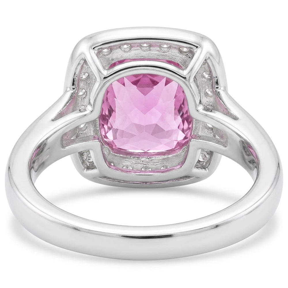 13 Ct Cushion Cut Kunzite And Natural Earth Mined Diamond Ring White Gold 14K