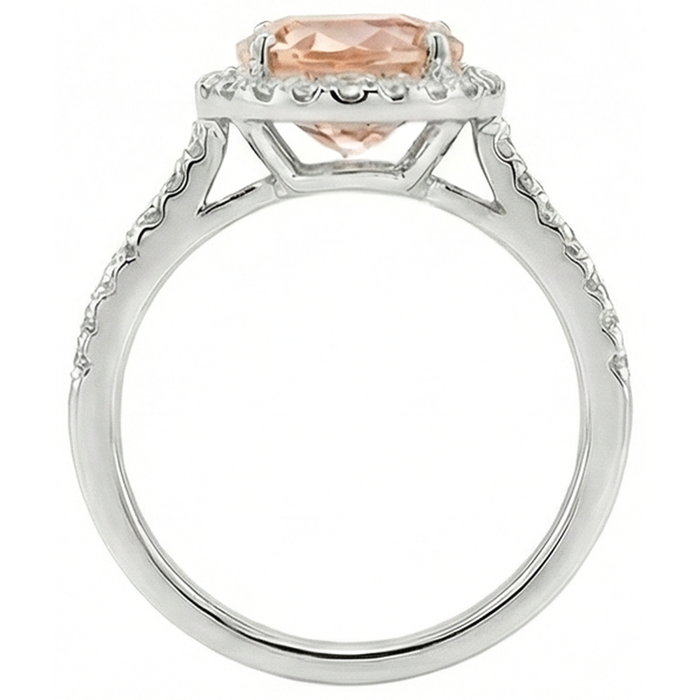 13 Ct Morganite And Natural Earth Mined Diamond Wedding Ring Solid White Gold
