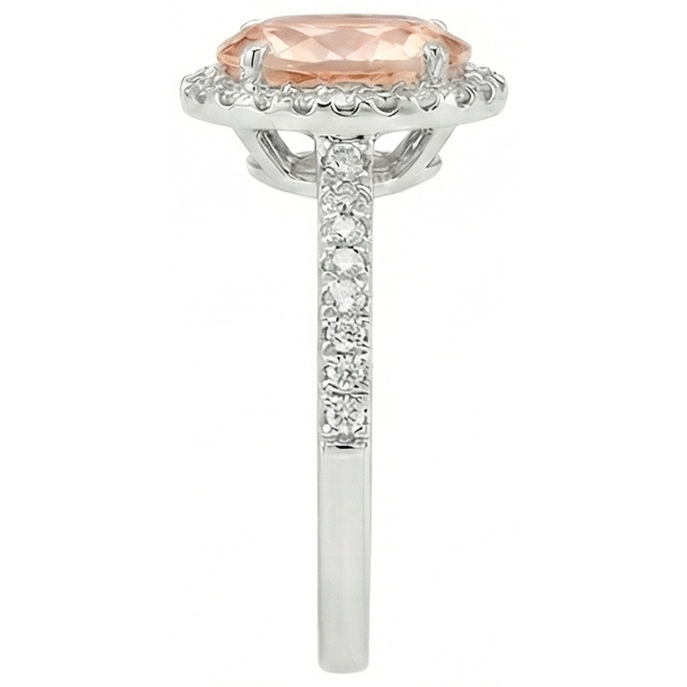 13 Ct Morganite And Natural Earth Mined Diamond Wedding Ring Solid White Gold