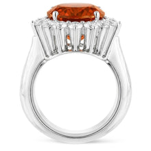 13 Ct Oval Mandarin Garnet With Round Natural Earth Mined Diamonds Ring White Gold