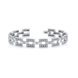 13 Ct Round Cut Genuine Diamonds Checkerboard Bracelet White Gold 14K