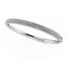 13.20 Ct Round Prong Set Three Row Real Diamond Bangle