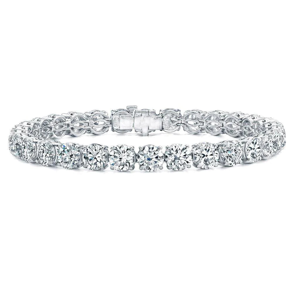 13.65 Ct Round Prong Set Real Diamond Tennis Bracelet White Gold Jewelry