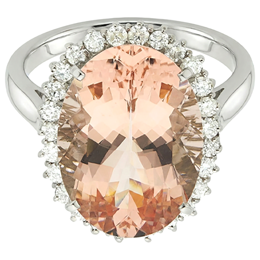 natural round morganite 14.25ct ring side angle