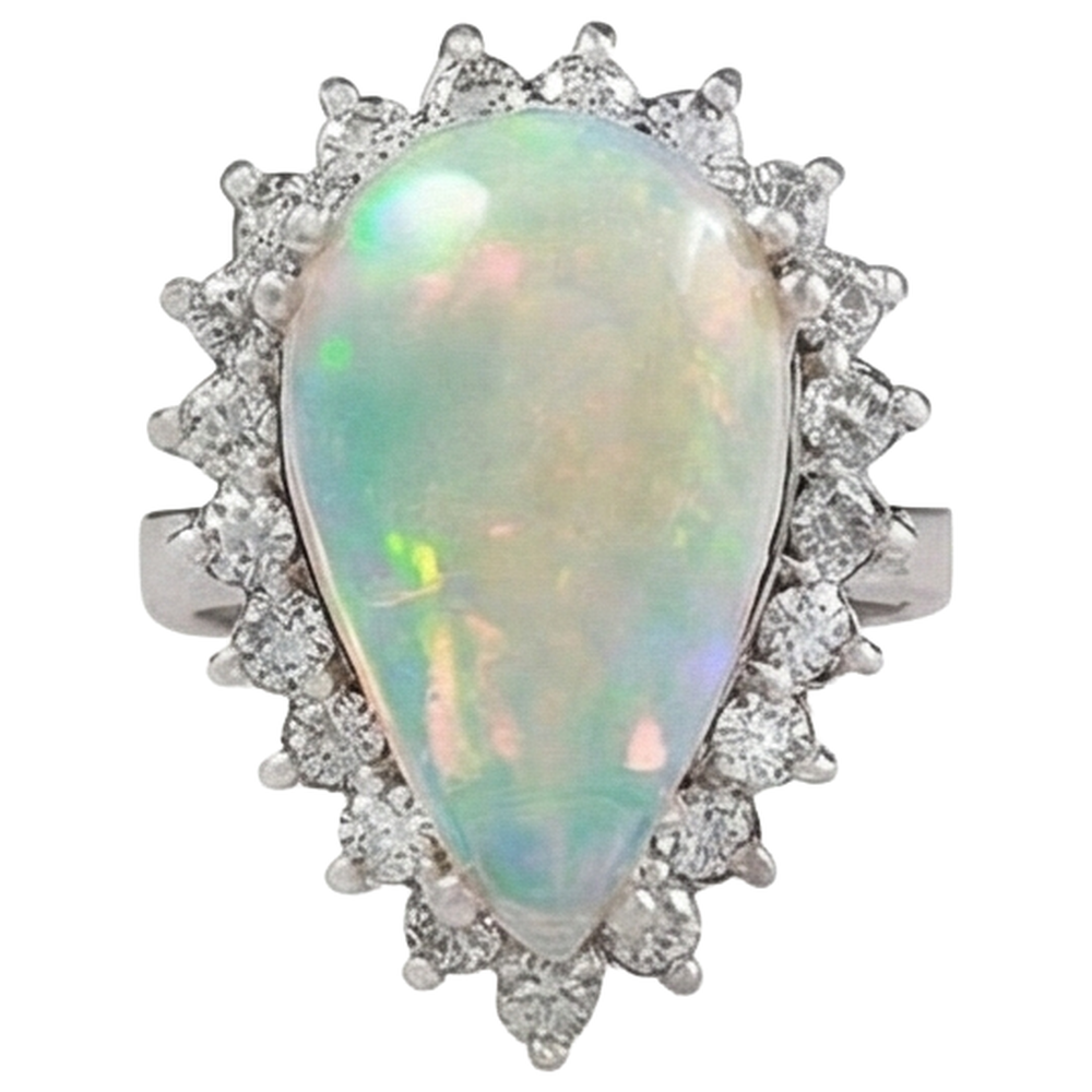 natural round opal 14.25ct ring side angle