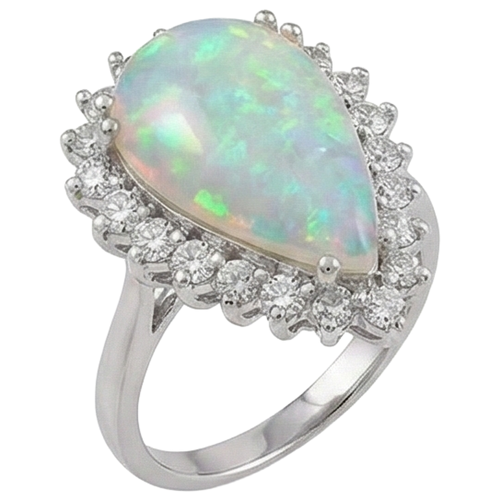 natural round opal 14.25ct ring close up detail