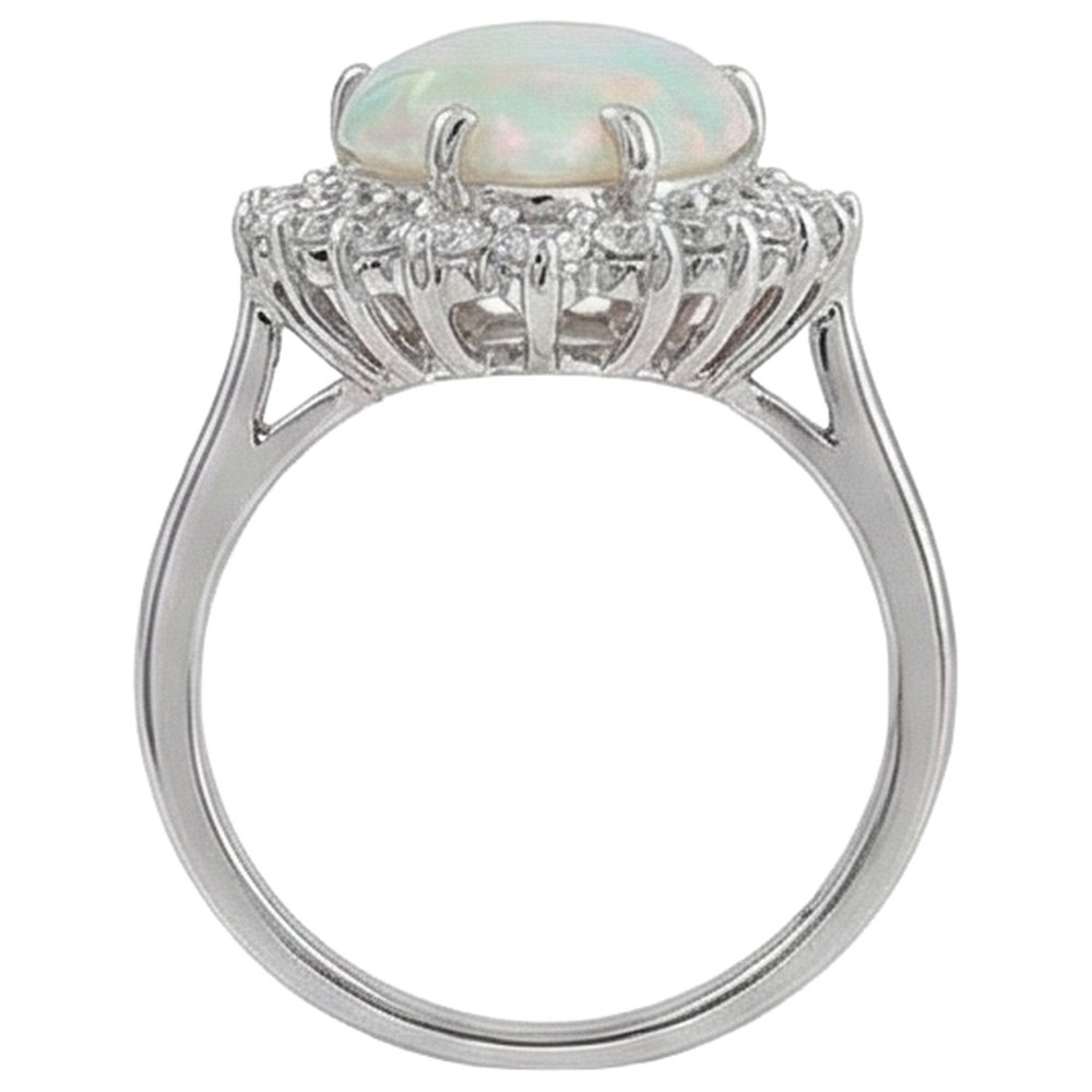 natural round opal 14.25ct ring top view