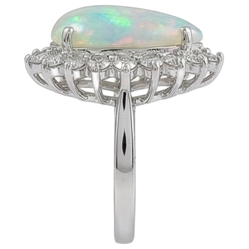 natural round opal 14.25ct ring profile view