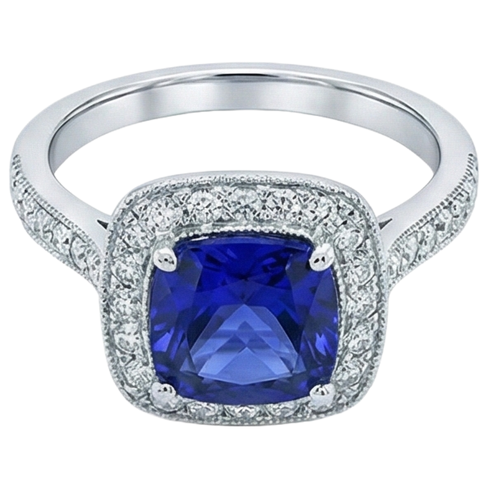 14.75 Ct Bezel Set Tanzanite With Natural Earth Mined Diamonds Ring Gold 14K