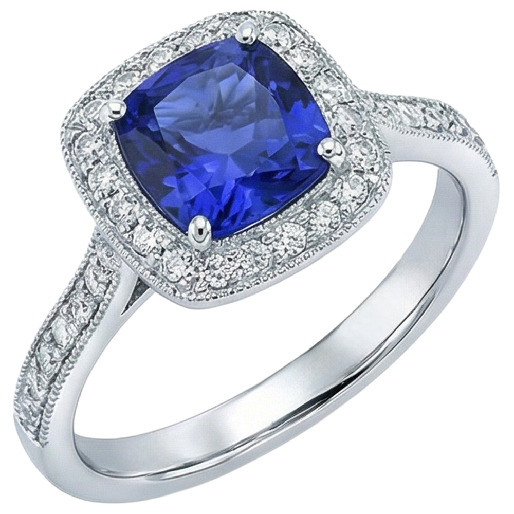 14.75 Ct Bezel Set Tanzanite With Natural Earth Mined Diamonds Ring Gold 14K
