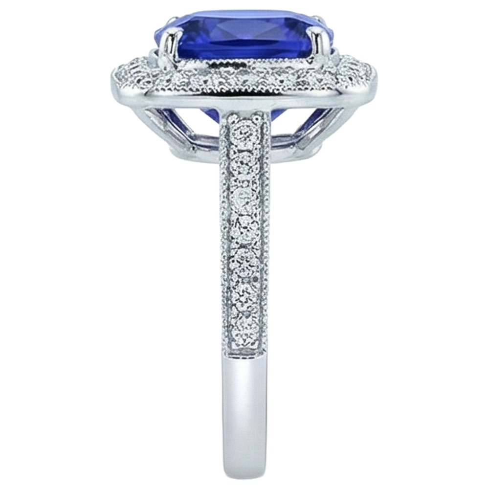 14.75 Ct Bezel Set Tanzanite With Natural Earth Mined Diamonds Ring Gold 14K