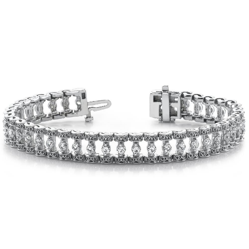 14 Carats Round Cut Genuine Diamond Tennis Bracelet Solid Jewelry New WG