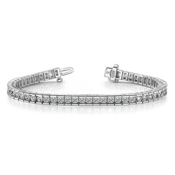 14 Carats Round Cut Natural Earth Mined Diamonds Box Tennis Bracelet White Gold 14K