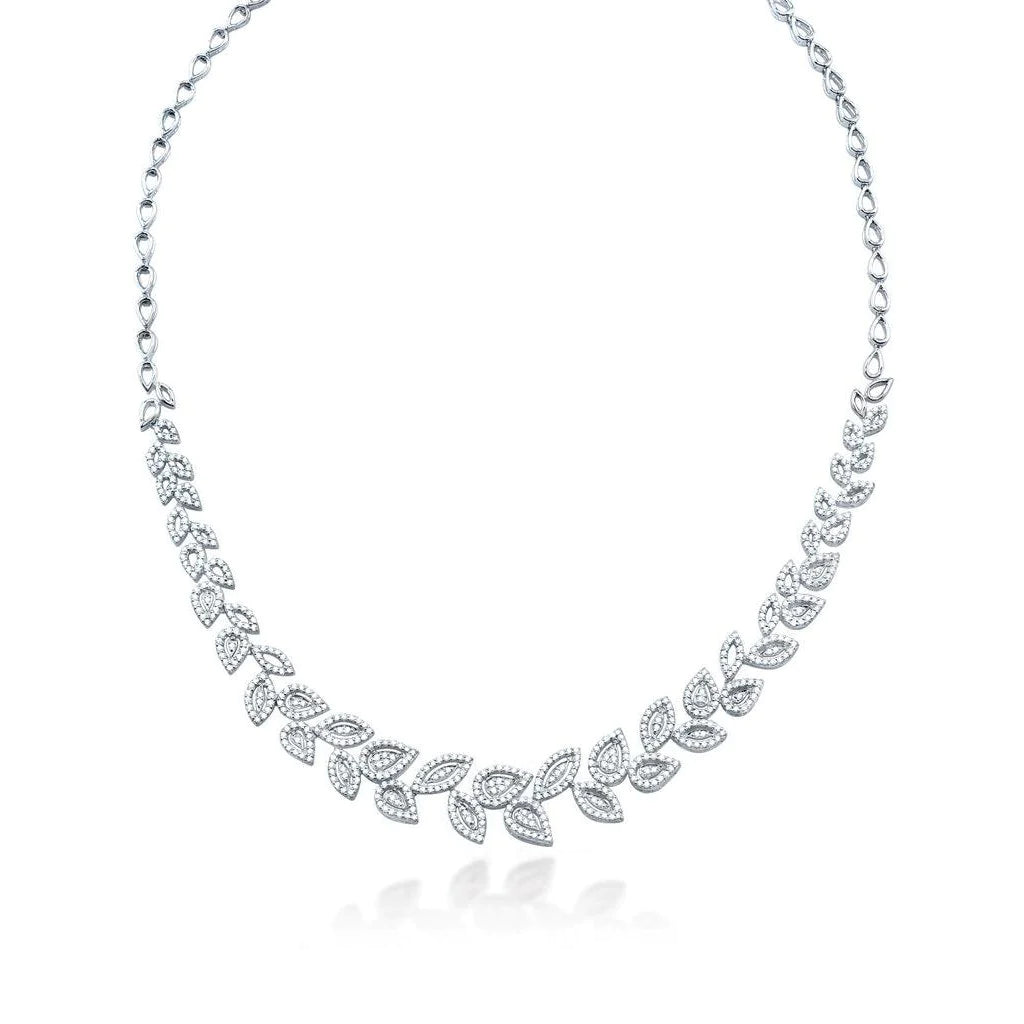 14 Carats Round Real Diamond Ladies Beautiful Necklace Solid Gold Jewelry