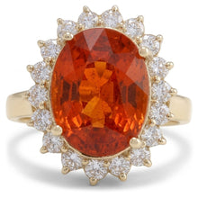 14 Ct Brilliant Cut Garnet And Natural Earth Mined Diamonds Engagement Ring Gold 14K