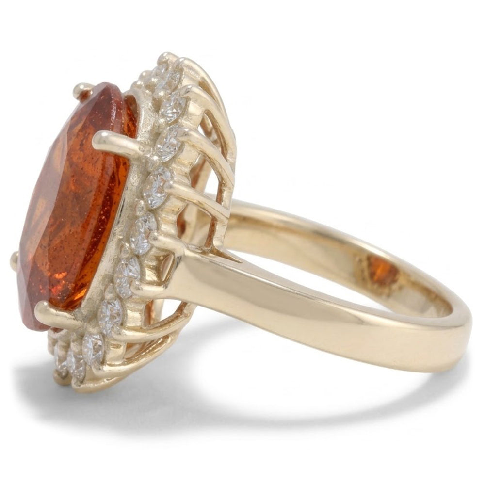 14 Ct Brilliant Cut Garnet And Natural Earth Mined Diamonds Engagement Ring Gold 14K