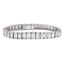 14 Ct Emerald Cut Natural Diamond Tennis Bracelet White Gold Jewelry