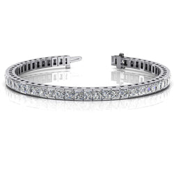 14 Ct Princess Cut Real Diamond Tennis Bracelet Solid White Gold Jewelry