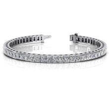14 Ct Princess Cut Real Diamond Tennis Bracelet Solid White Gold Jewelry