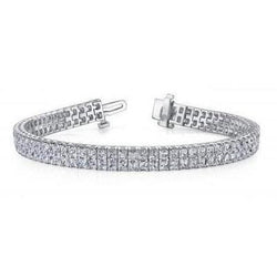 14 Ct. Sparkling Princess Brilliant Cut Genuine Diamond Tennis Bracelet WG 14K