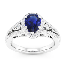 14 Karat White Gold Antique Blue Sapphire Precious Stone Ring 3