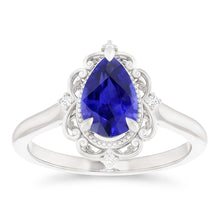 14 Karat White Gold Blue Sapphire Colored Stone Ring – 2.25-ct